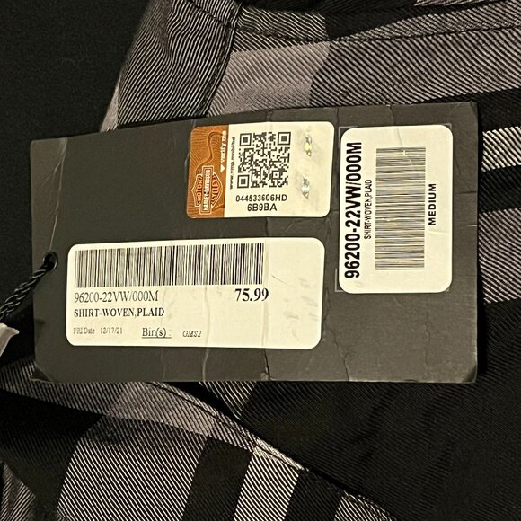 NEW Genuine Harley Davidson Women's Black & White Plaid Woven Shirt Size M - Picture 5 of 6